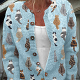 Charlotte | Cardigan con Stampa Gatto