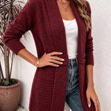 Marlowe™ | Cardigan in maglia a coste bordeaux con linguette abbottonate