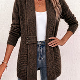 Camille™ | Cardigan in maglia a coste color cioccolato con linguette abbottonate