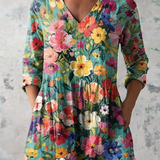 Blusa Lunga Stampata con Tasche