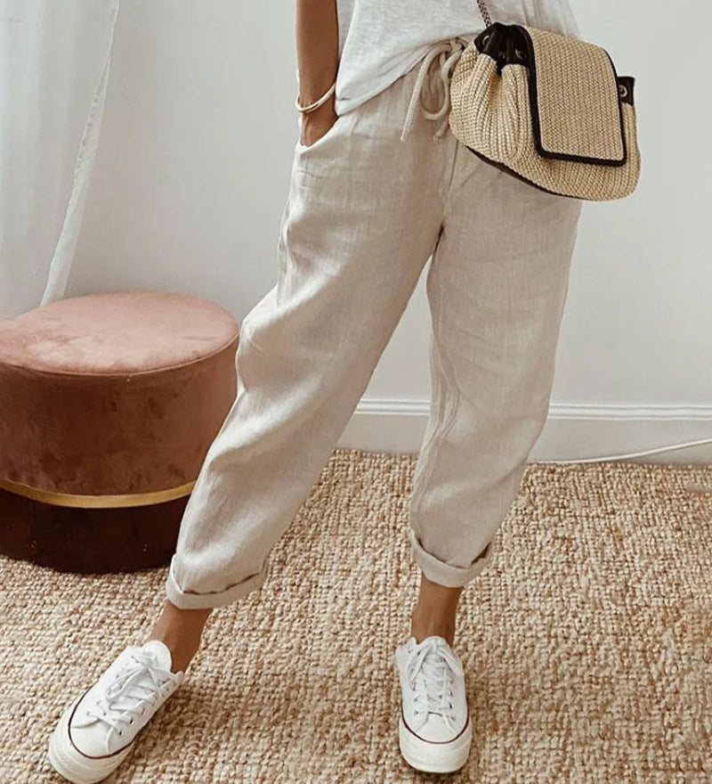 Pantaloni Fluidi Beige