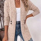 Harlow™ | Cardigan in maglia a coste color avena con linguette abbottonate