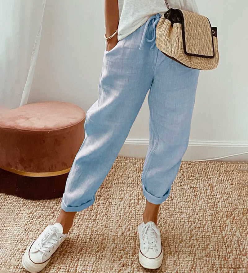 Pantaloni Fluidi Beige