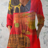 Blusa Lunga Stampata con Tasche