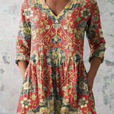 Blusa Lunga Stampata con Tasche