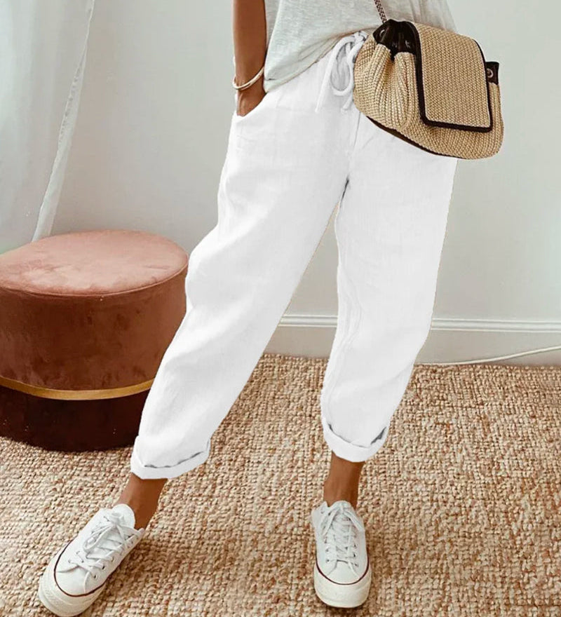 Pantaloni Fluidi Beige