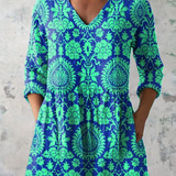 Blusa Lunga Stampata con Tasche