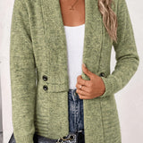 Tessa™ | Cardigan in maglia a coste color salvia con linguette abbottonate