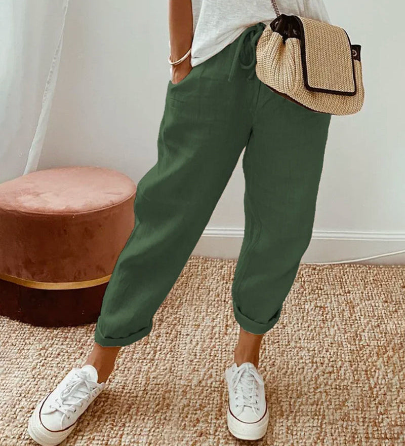 Pantaloni Fluidi Beige
