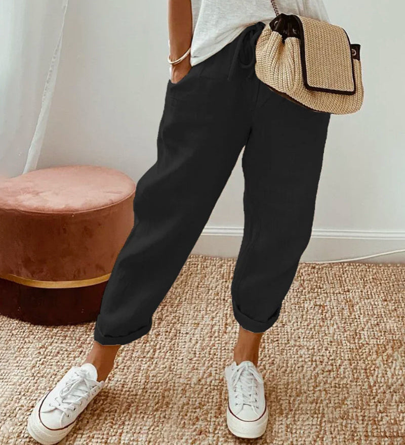 Pantaloni Fluidi Beige