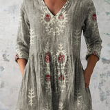 Blusa Lunga Stampata con Tasche