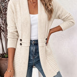 Rosalie™ | Cardigan in maglia a coste color crema con linguette abbottonate