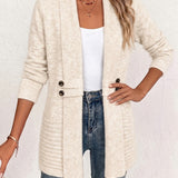 Rosalie™ | Cardigan in maglia a coste color crema con linguette abbottonate