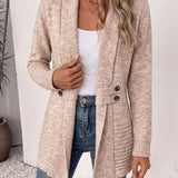 Harlow™ | Cardigan in maglia a coste color avena con linguette abbottonate