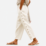 Pantaloni con Bottoni Crema