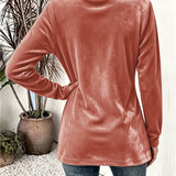 Sienna™ | Cardigan in velluto color ruggine con linguette abbottonate