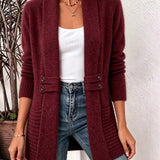Marlowe™ | Cardigan in maglia a coste bordeaux con linguette abbottonate