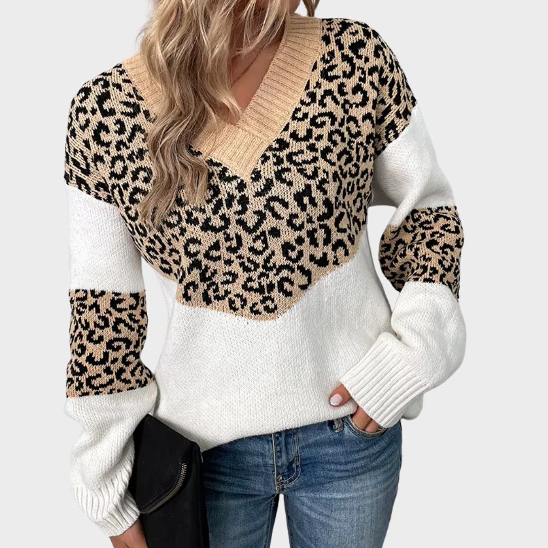 Gabriela | Maglione Leopardo con Collo a V