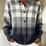 Agnes | Cardigan a quadri grigi sfumati con bottoni