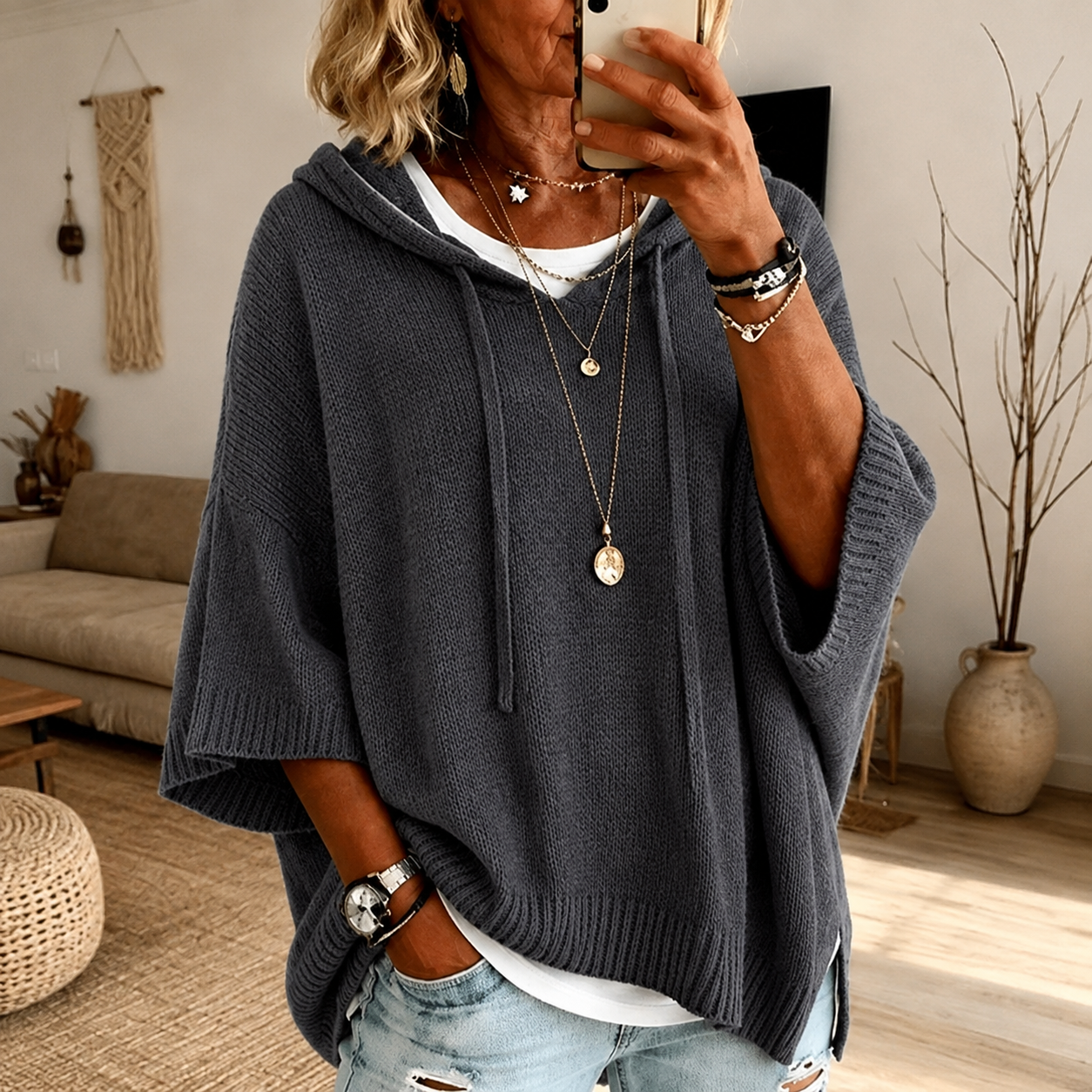 Océane | Poncho con Cappuccio