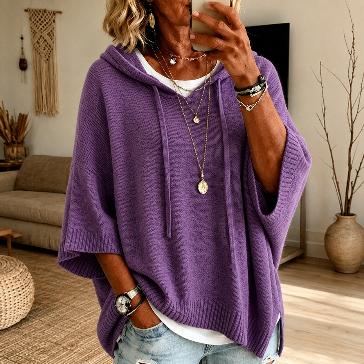 Océane | Poncho con Cappuccio