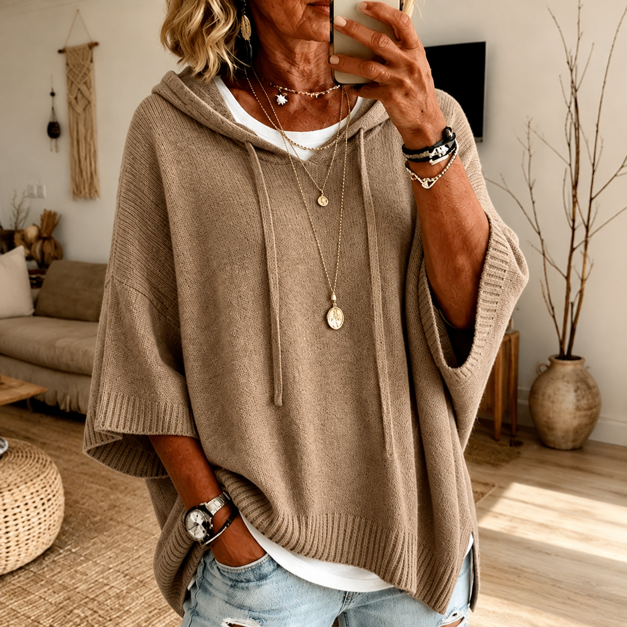 Océane | Poncho con Cappuccio