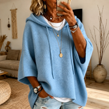 Léa | Pull Poncho Blu Chiaro