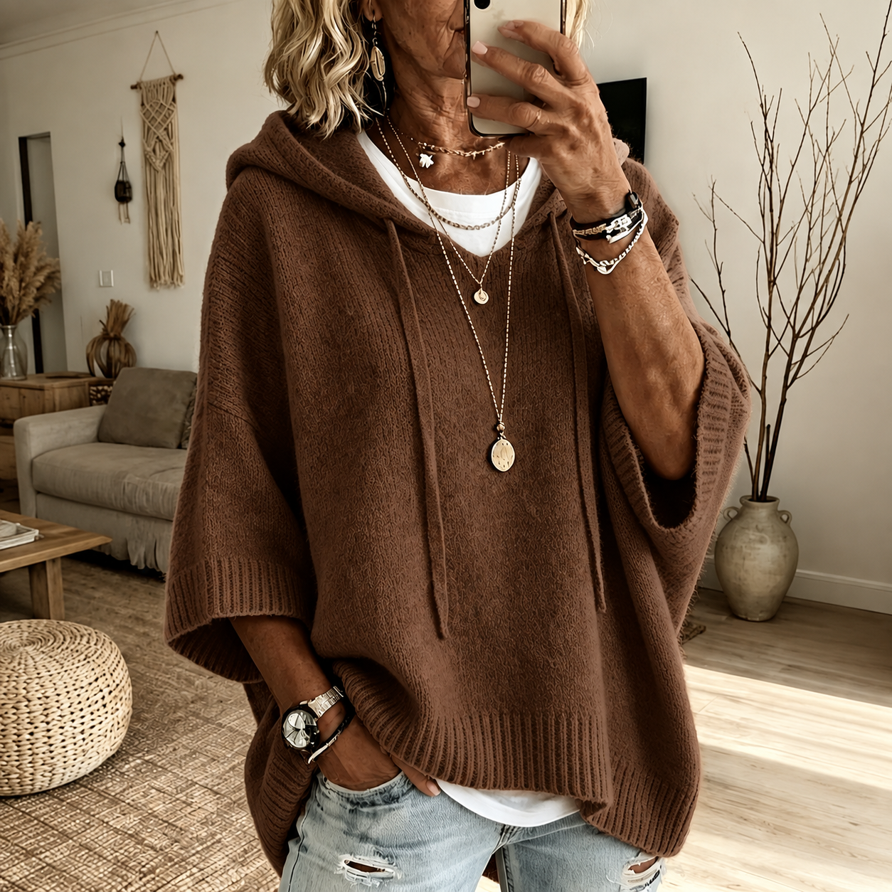 Océane | Poncho con Cappuccio