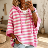 Mathilde | Poncho a Righe con Cappuccio