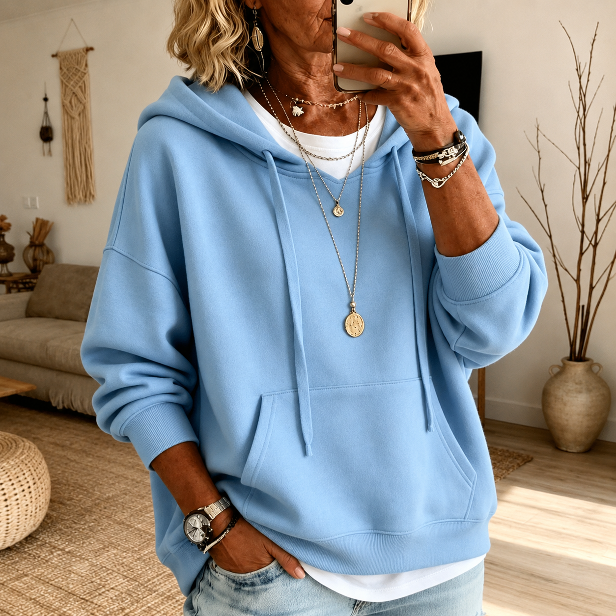 Felpa Oversize con Cappuccio