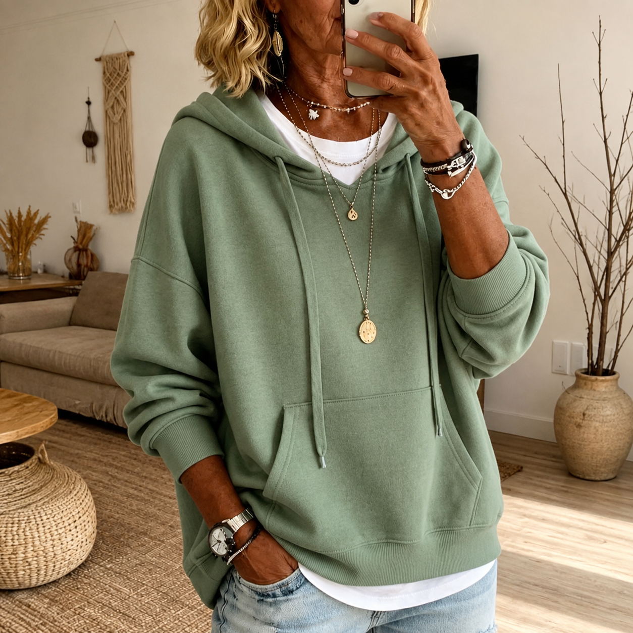 Felpa Oversize con Cappuccio