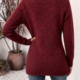 Marlowe™ | Cardigan in maglia a coste bordeaux con linguette abbottonate