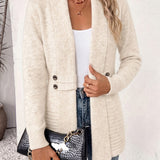 Rosalie™ | Cardigan in maglia a coste color crema con linguette abbottonate
