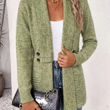 Tessa™ | Cardigan in maglia a coste color salvia con linguette abbottonate
