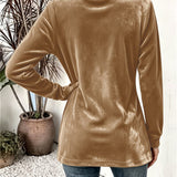 Sutton™ | Cardigan in velluto color cammello con linguette abbottonate