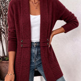Marlowe™ | Cardigan in maglia a coste bordeaux con linguette abbottonate