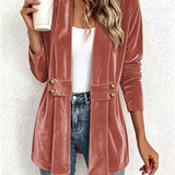 Sienna™ | Cardigan in velluto color ruggine con linguette abbottonate