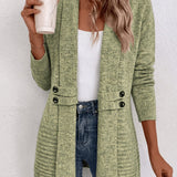 Tessa™ | Cardigan in maglia a coste color salvia con linguette abbottonate