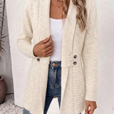 Rosalie™ | Cardigan in maglia a coste color crema con linguette abbottonate