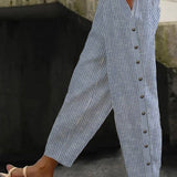 Linaya | Pantaloni a Righe con Bottoni