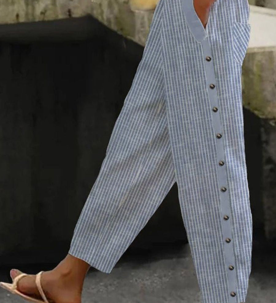 Linaya | Pantaloni a Righe con Bottoni