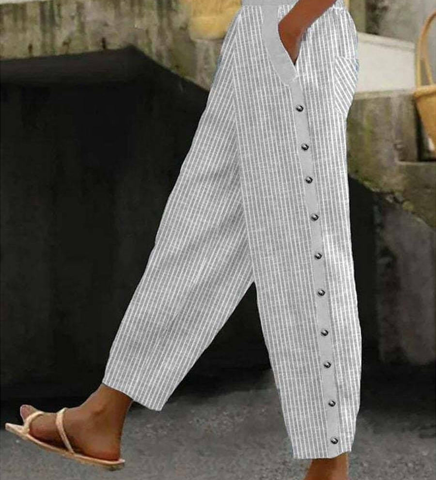 Linaya | Pantaloni a Righe con Bottoni