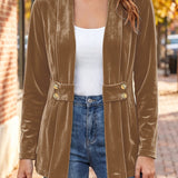 Sutton™ | Cardigan in velluto color cammello con linguette abbottonate
