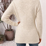 Harlow™ | Cardigan in maglia a coste color avena con linguette abbottonate