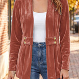 Sienna™ | Cardigan in velluto color ruggine con linguette abbottonate