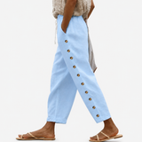 Pantaloni Azzurri con Bottoni