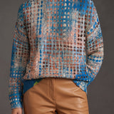 Havilah™ | Maglione a Collo Alto Indigo Lattice