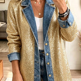 Lenna™ | Giacca di jeans glitterata dorata