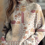 Linnea | Maglione a collo alto con patchwork floreale
