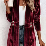 Livia™ | Cardigan in velluto color vino con linguette abbottonate